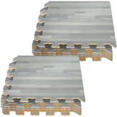 Small Interlocking Floor Mat - Wood Print (12" x 12") - Sorbus Home